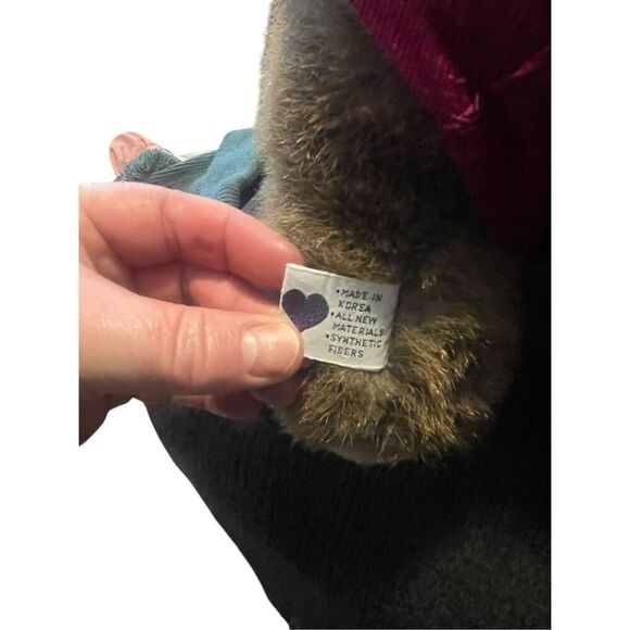 Playful Pals Brown Red Bunny Rabbit Droopy Ears Bib Overalls Plush Stuffed Anima - Picture 8 of 12